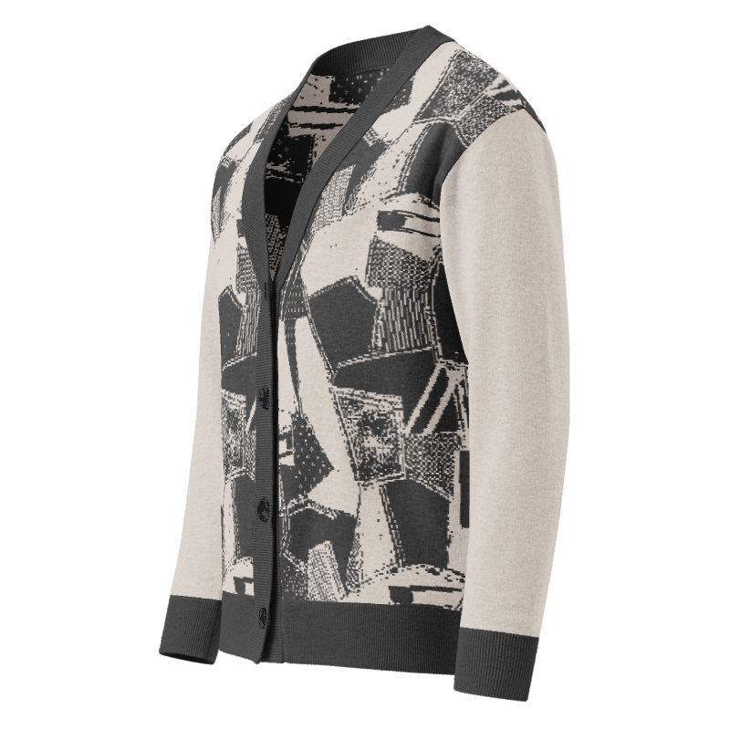 Green Beige Abstract Graphic Coat