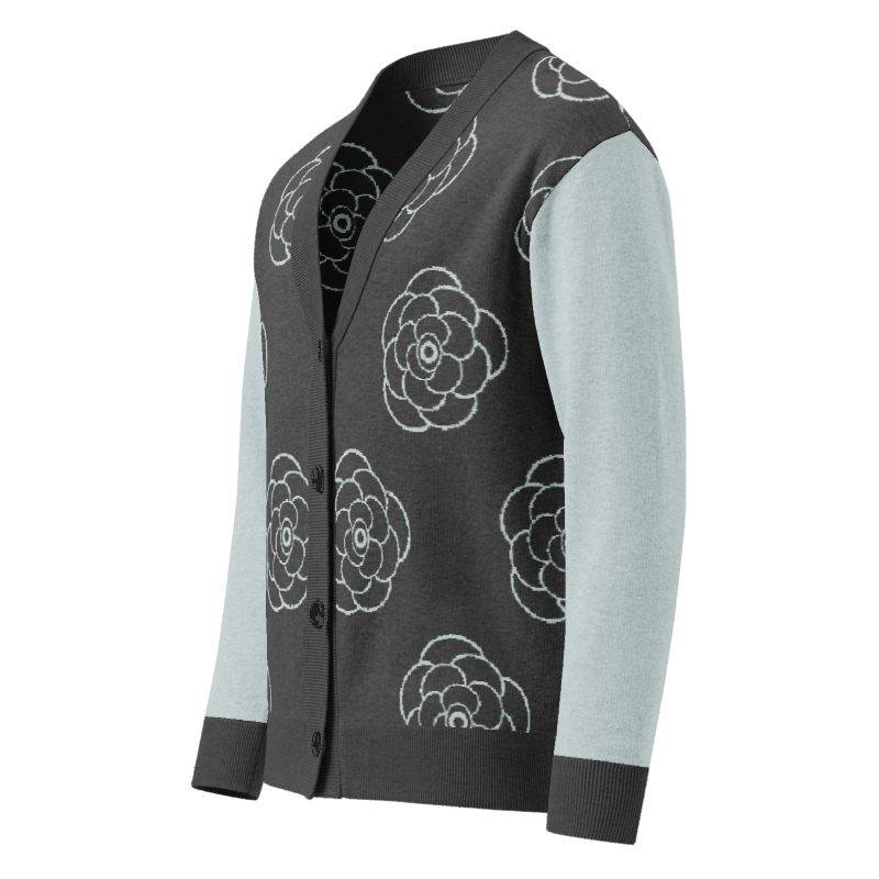Sky Charcoal Bloom Knitted Coat