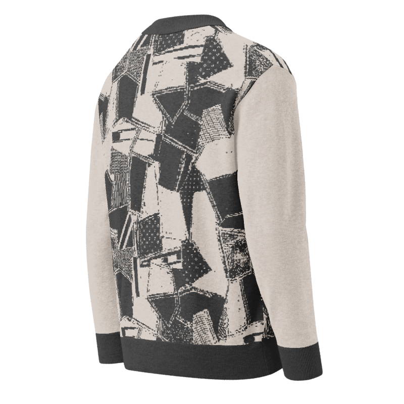 Green Beige Abstract Graphic Coat