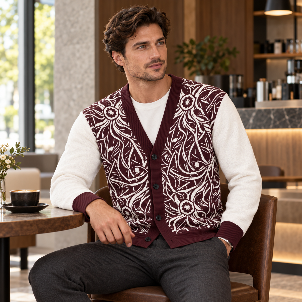 Burgundy Cream Wild Flora Coat