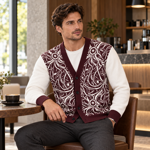 Burgundy Cream Wild Flora Coat