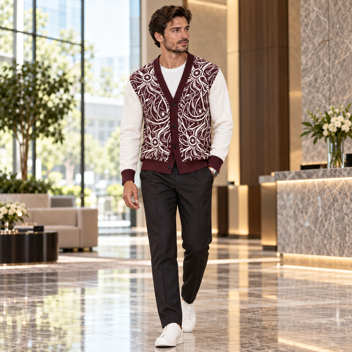 Burgundy Cream Wild Flora Coat