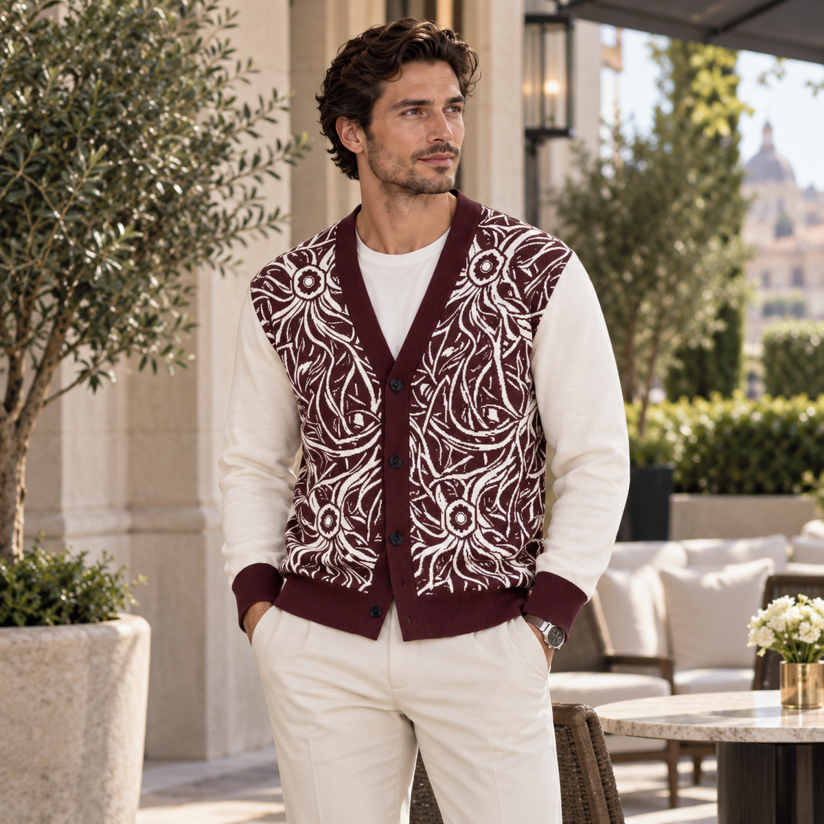 Burgundy Cream Wild Flora Coat