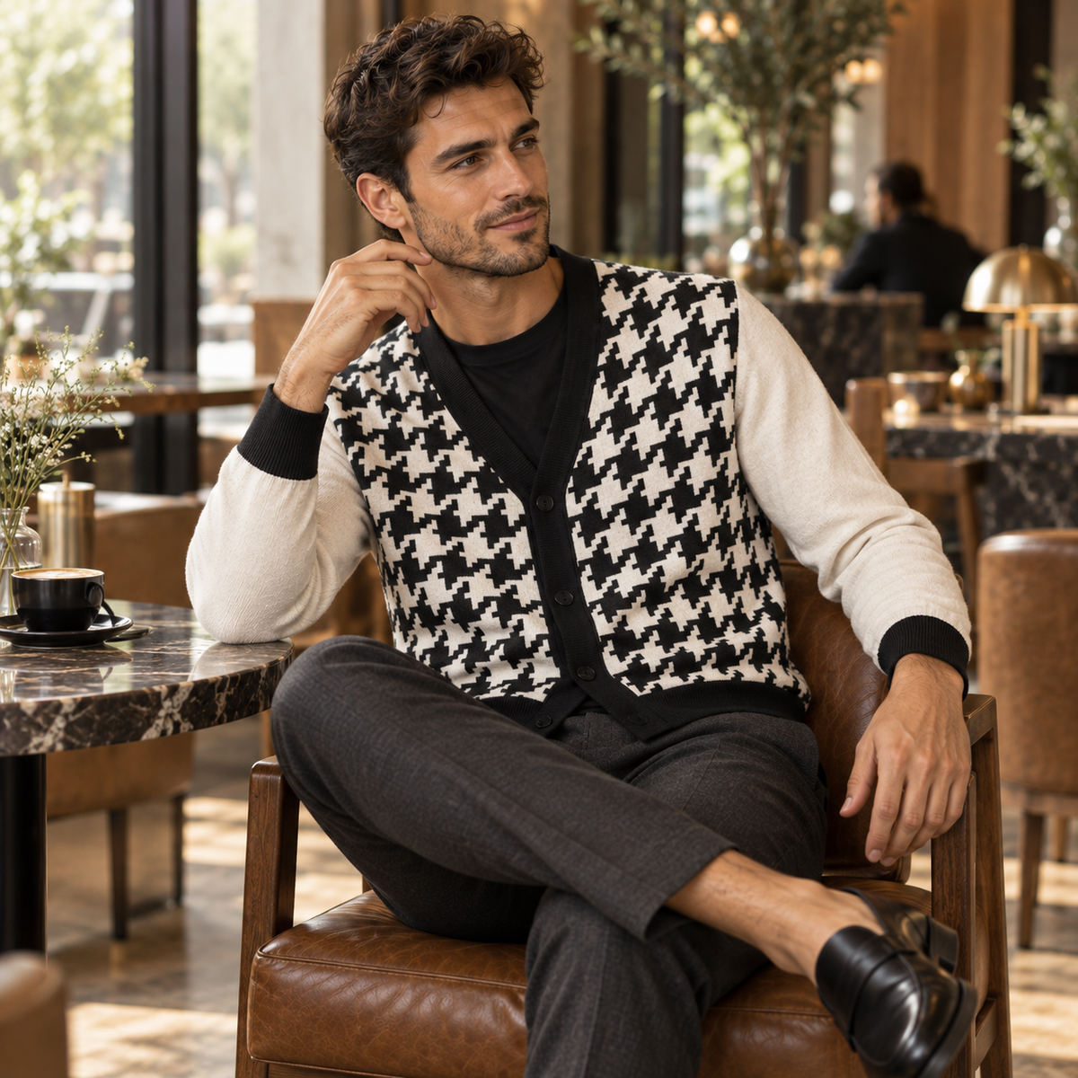 Black Sand Striped Coat