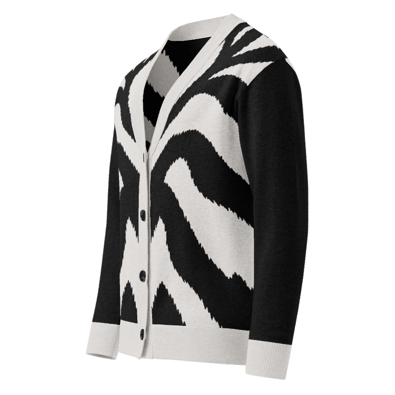 Noir Wave Jacquard Knitted Sweater Coat