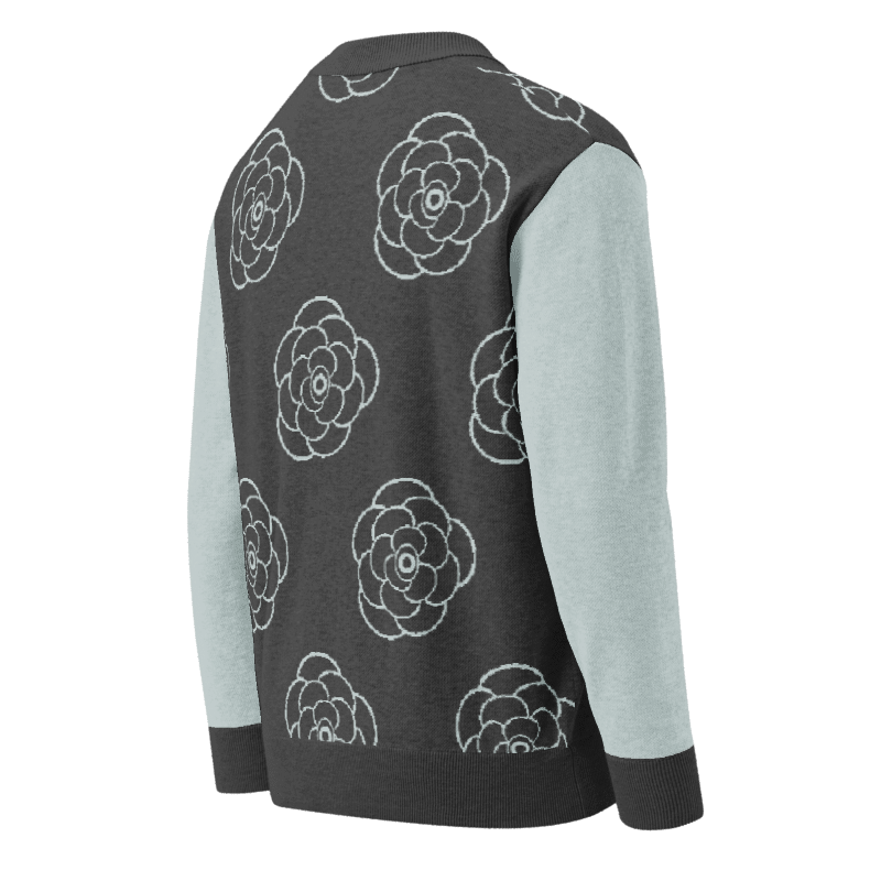 Sky Charcoal Bloom Knitted Coat