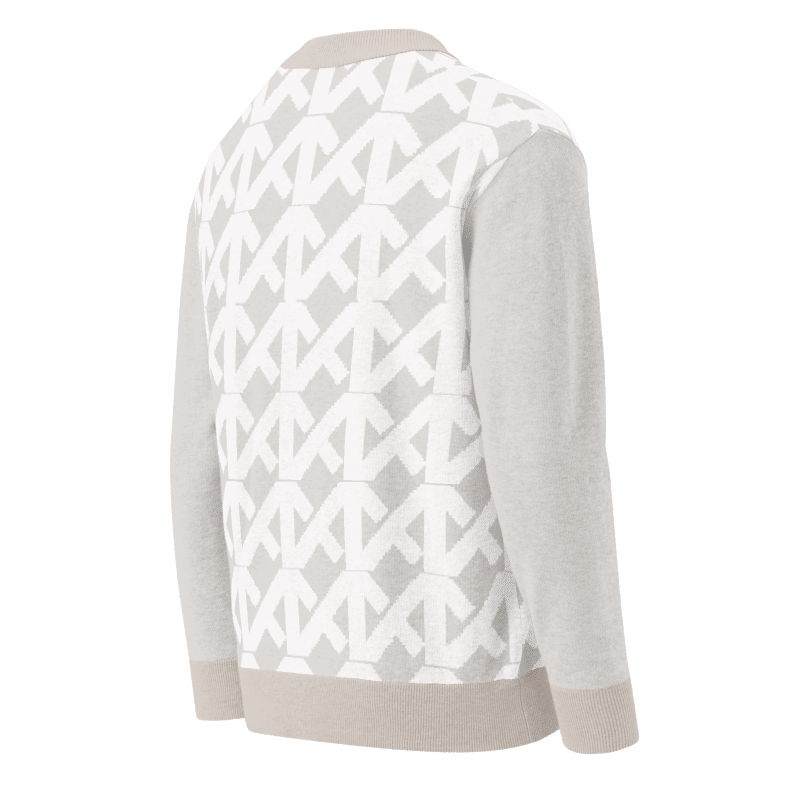 White Cream Geometric Knitted Coat