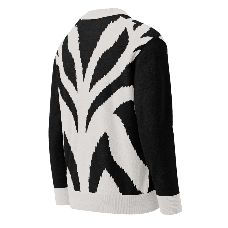 Noir Wave Jacquard Knitted Sweater Coat